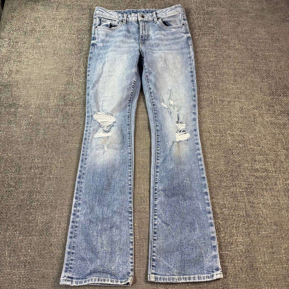 Buffalo David Bitton Bootcut Jeans Womens 28 Light Wash Distressed Mid Rise